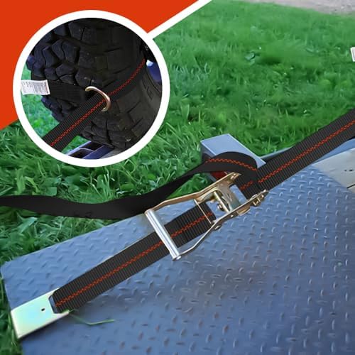 Wheel Straps for Hauling Cars, 4PK 2"x96", Flat Hooks - Image 6