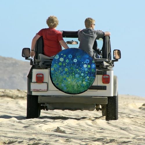 Heavy Duty Spare Tire Cover 18inch Blue and Green Flowers Weatherproof - Image 6