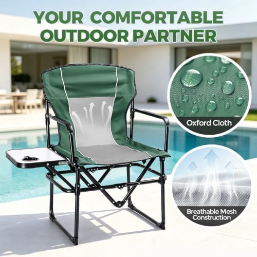 2 Pack Camping Chairs with Side Table & Cup Holder 400 lbs - Image 5
