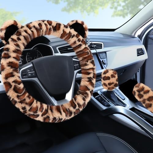 Accmor Fluffy Car Steering Wheel Cover, Leopard Fuzzy Vehicle Wheel Cover by Accmor