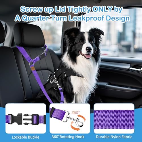 3 Pack Dog Seat Belt for Car, Car Headrest Restraint Adjustable Nylon Fabric - Image 2