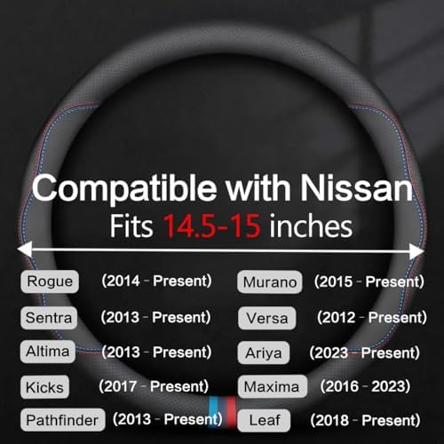 Leather Car Steering Wheel Cover, Tricolor Sporty Style, Breathing Laser - Image 3