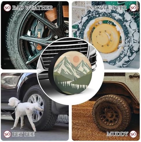 Mountain Adventure Camper Spare Tire Cover Mountain Forest Waterproof Polyester - Image 7