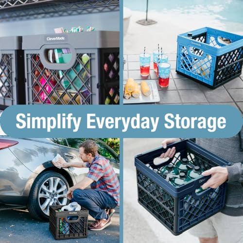 CleverMade Collapsible Milk Crate, 25L Storage Crate, Holds 50 lb - Image 4