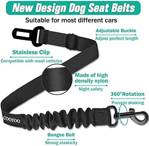 COOYOO Dog Seat Belt, 3 Piece Set Retractable Dog Car Harness Adjustable Dog - Image 3