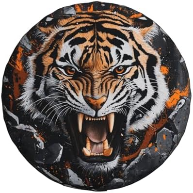 Spare Tire Cover for RV Camper, Tiger Animal Tire Cover Protectors, by Unknown