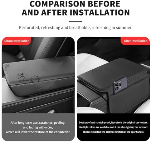 Car Armrest Cover for Car, Nappa Leather Center Console Armrest Pad - Image 4
