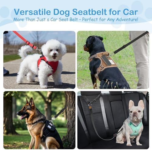 3 Pack Dog Seat Belt for Car, Car Headrest Restraint Adjustable Nylon Fabric - Image 3