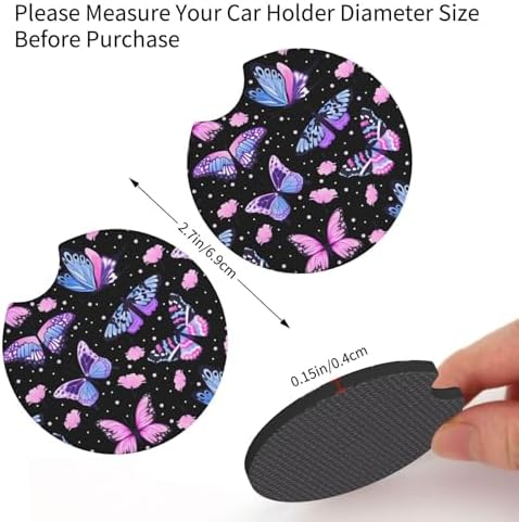 Purple Butterfly Steering Wheel Cover + 2 Cute car Butterflies Coasters - Image 4
