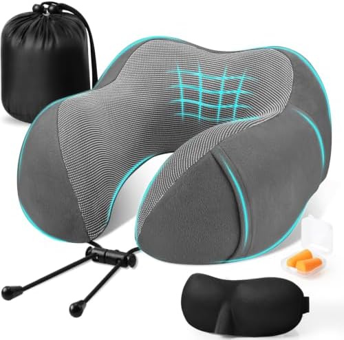CloudBliss Neck Pillow for Airplanes, Memory Foam Travel Pillow by CloudBliss