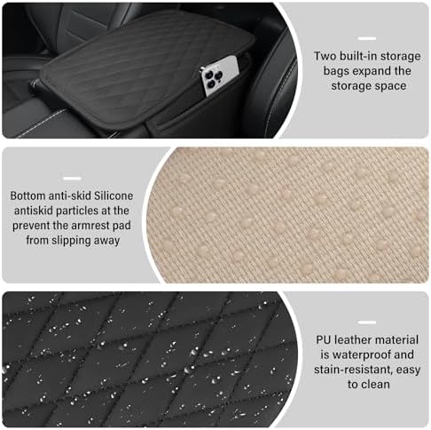 Amiss Car Center Console Cover, Upgraded Leather Car Armrest Cushion - Image 3