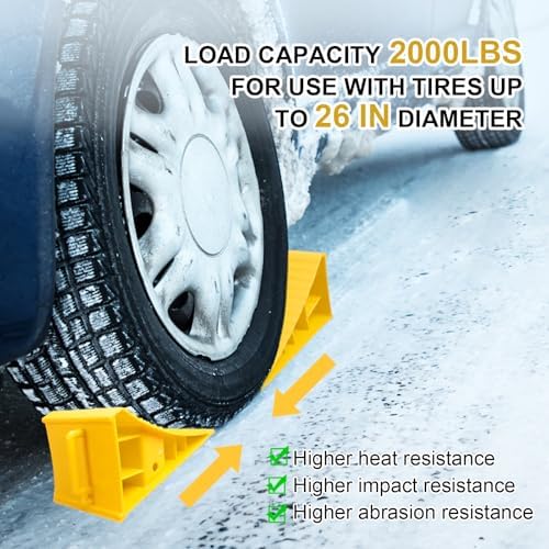 4Pack Wheel Chocks for RV Trailer Non Slip Heavy Duty Yellow - Image 4