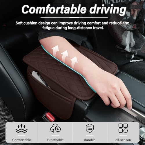 Amiss Car Center Console, Upgraded Leather Car Armrest Cushion - Image 6