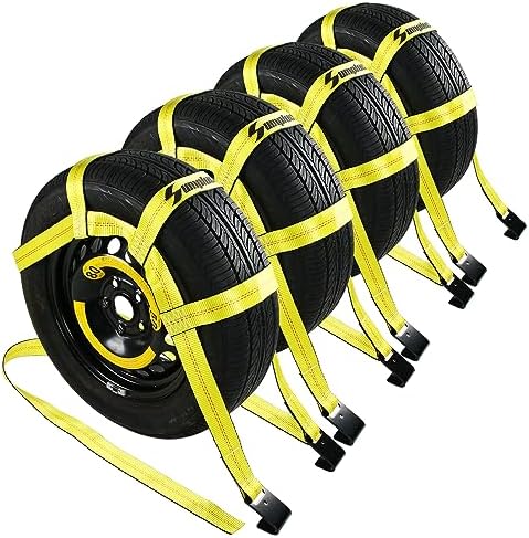 Tow Dolly Basket Straps with Flat Hook Fit 14"-19" Car Tire by Sumpluct