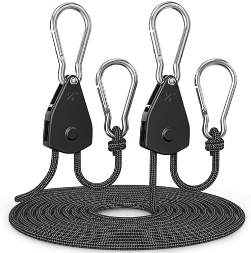 Fondwell Rope Tie Downs Small Ratchet Straps, Adjustable Grow Light Hangers by Fondwell