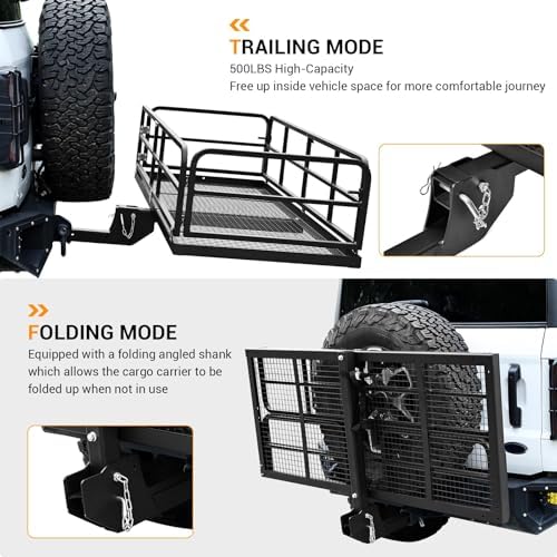 PioneerWorks Foldable Hitch Mount Cargo Carrier 750 Lbs Luggage Basket - Image 4