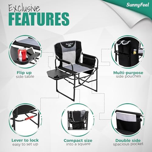 SUNNYFEEL Oversized Camping Chair Portable Directors Chairs - Image 5