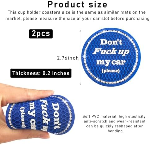 2 PCS Bling Car Cup Coaster, 2.75 Inch Anti-Slip Cup Holder Insert Coasters - Image 2
