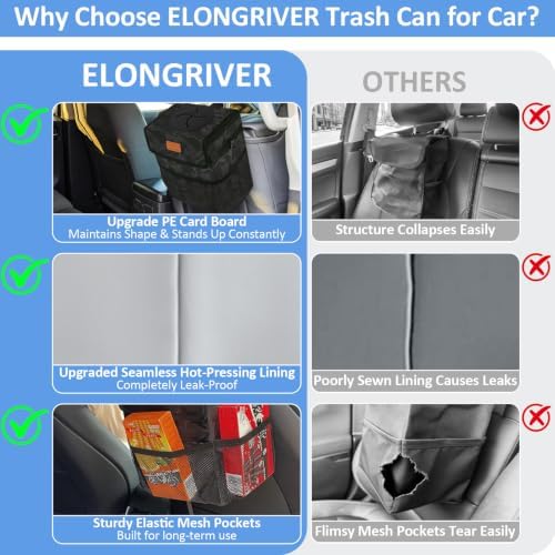 ELONGRIVER Leak Proof Car Trash Can - Image 5