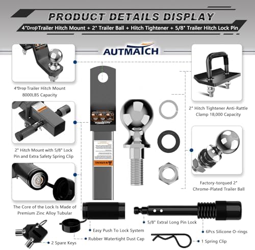 AUTMATCH Trailer Hitch Ball Mount - Image 2