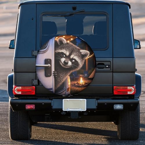 Peeping Raccoon Spare Tire Cover Wheel Protectors Weatherproof Spare Wheel - Image 3