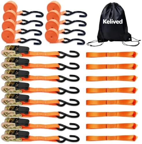8PK Ratchet Tie Down Straps - 1in x 16feet by Kelived