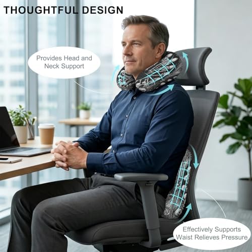 Neck Pillow for Travel, Horror Skull Halloween Black Memory Foam U Shaped - Image 3