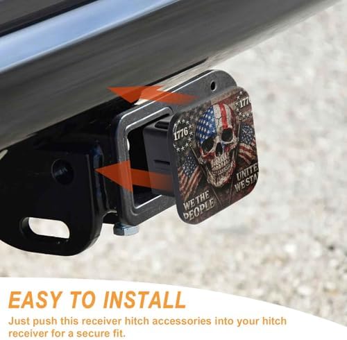 2 Inch American Flag Skull Trailer Hitch Cover Rubber Receiver Tube Plug Cap - Image 4