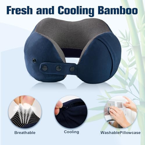 Cirorld Neck Pillow for Traveling, Travel Pillows for Airplanes Navy Blue - Image 5