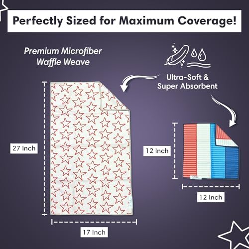 Microfiber Hand Towel & Washcloth Set, Double-Sided Waffle Weave Set of Two - Image 6