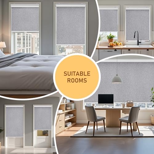AOSKY Blackout Cordless Roller Shades, 27.5" W x 72" H, Heather Grey - Image 7