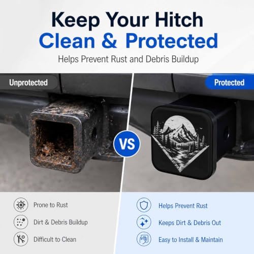 Hitch Cover Receiver Tube Hitch Plug Mountain Range, Tool-Free Install Tow - Image 5