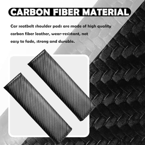 2PCS Carbon Fiber Seat Belt Cover Pad, Leather Seatbelt Covers - Image 3