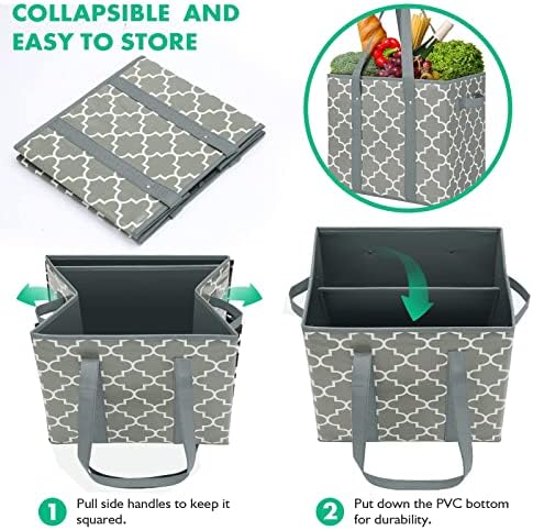 Reusable Grocery Bags 6-Pack Foldable Washable Large Storage Basket - Image 6