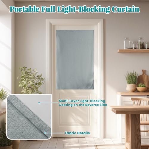 100% Blackout French Door Curtains, Room Darkening Shades Small Window Curtain - Image 5