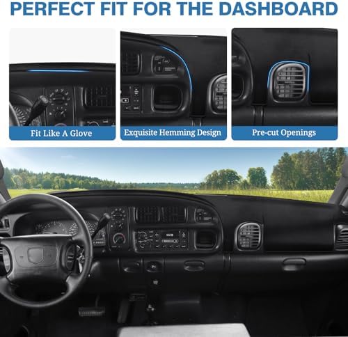 FIILINES Dash Cover for 1998-2001 Dodge Ram 1500 2500 3500, Dashboard Cover Ram - Image 4