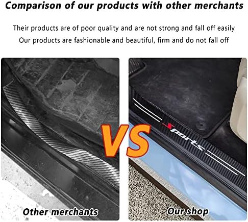 5PCS Car Door Sill Protector, Carbon Fiber Sport Threshold/Rear Bumper Guard - Image 4