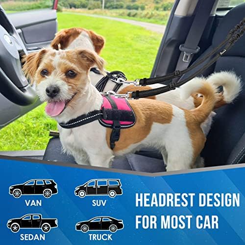 Lukovee Double Dog Car Seat Belt, No Tangle Headrest Restraint - Image 3