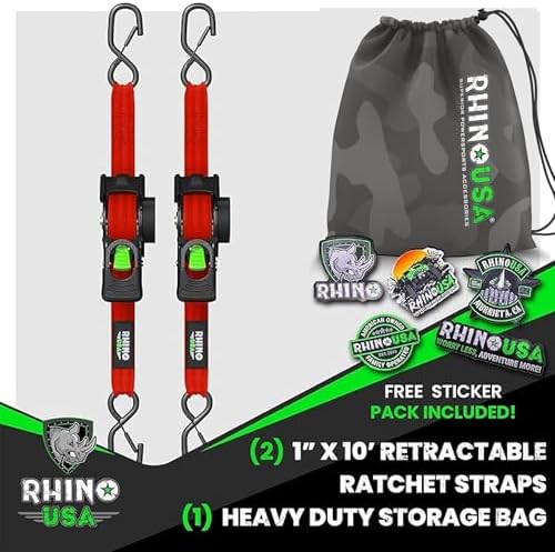 Rhino USA Retractable Ratchet Straps - 1in x 10ft - Image 6