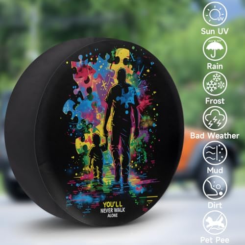 Autism Man Design Spare Tire Cover Dust-Proof Wheel Protector - Image 3