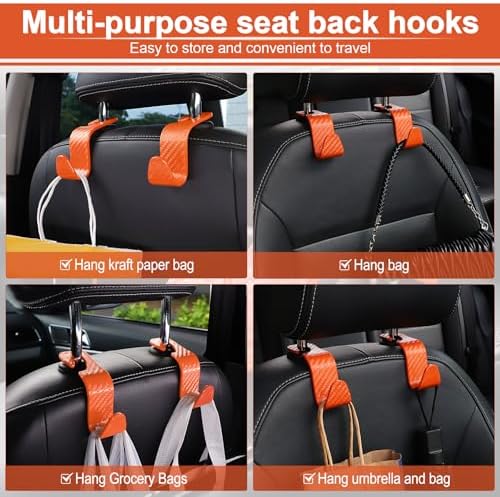 LivTee Car Purse Hook, 4 Pack Universal Auto Seat Headrest Hook Hangers - Image 5