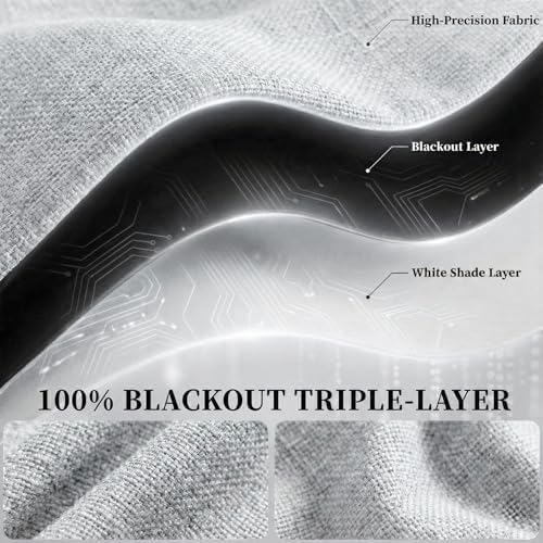 100% Blackout Self Adhesive Curtains, Fabric Temporary Window Coverings Easy to - Image 4