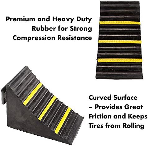 2 Pack Black Heavy Duty Extra Large Solid Rubber Wheel Chock - Image 5