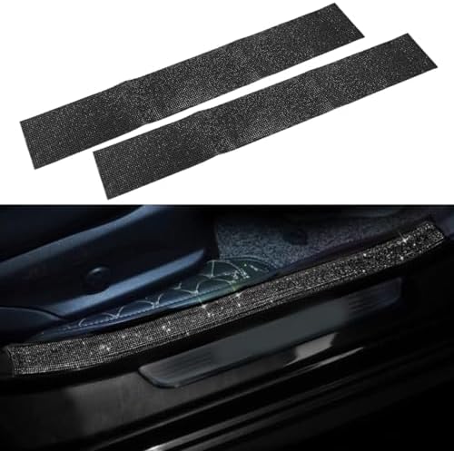 2PCS Bling Rhinestone Car Anti-Collision Adhesive Sticker Strip, Door Sill Strip by KITUREK