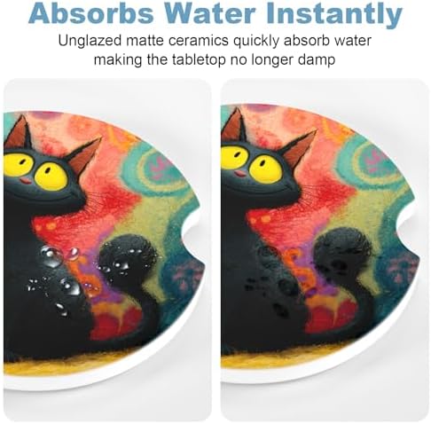 2 Pack Car Cup Holder Coaster, 2.63 inch Anti Slip Insert Absorbent Ceramic Car - Image 6