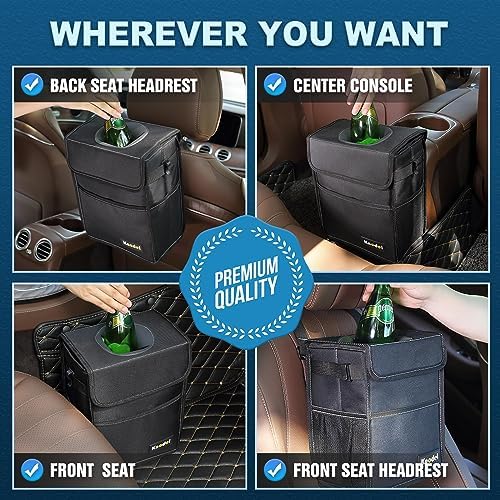 K KNODEL 2 Gallon Black Leak-Proof Waterproof Car Trash Can - Image 5