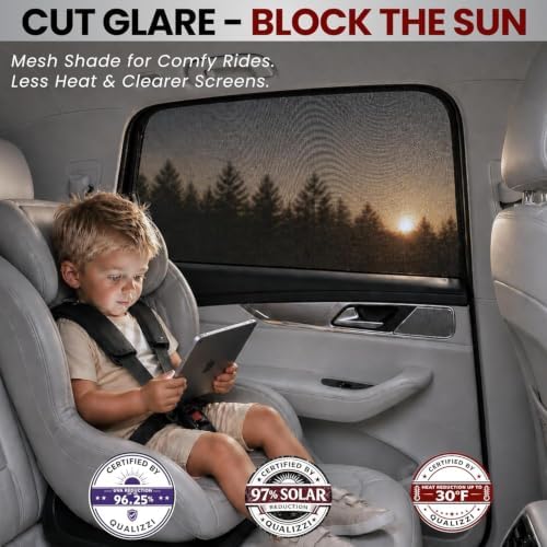 L/Car Window Shades for Baby, 8 Sizes/2-Pack. Stretch-to-Fit Up to H:18"× W:40" - Image 3