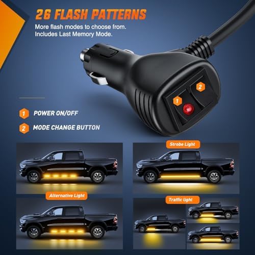 Nilight 2PCS 70 Inch Running Board LED Lights Strip Amber - Image 2