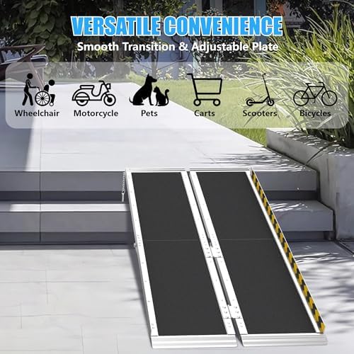 5FT Portable Wheelchair Ramp, Non-Slip Aluminum Folding Handicap Ramp, 600 LBS - Image 3