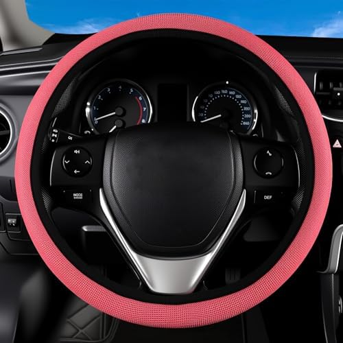 Red Mesh Steering Wheel Cover, Universal 15 inch, Elastic Stretch Microfiber by Unknown